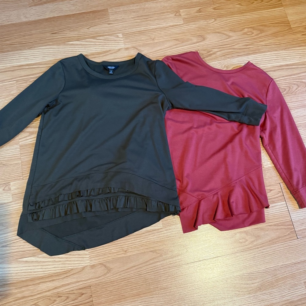 Simply Vera Vera Wang Kids Long Sleeve Tops - Olive and Burgundy
